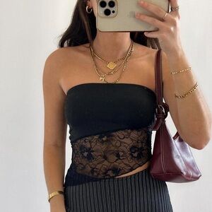 Black Asymmetrical Cropped Tube Top